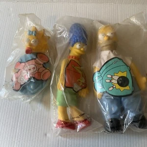 Vintage 1990s Burger King The Simpsons Doll Set Of 3 Still Sealed - Picture 1 of 5