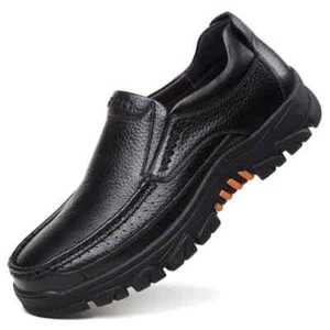 Zapatos informales impermeables de cuero genuino para hombre zapatos cómodos para caminar sin cordones - Imagen 1 de 14