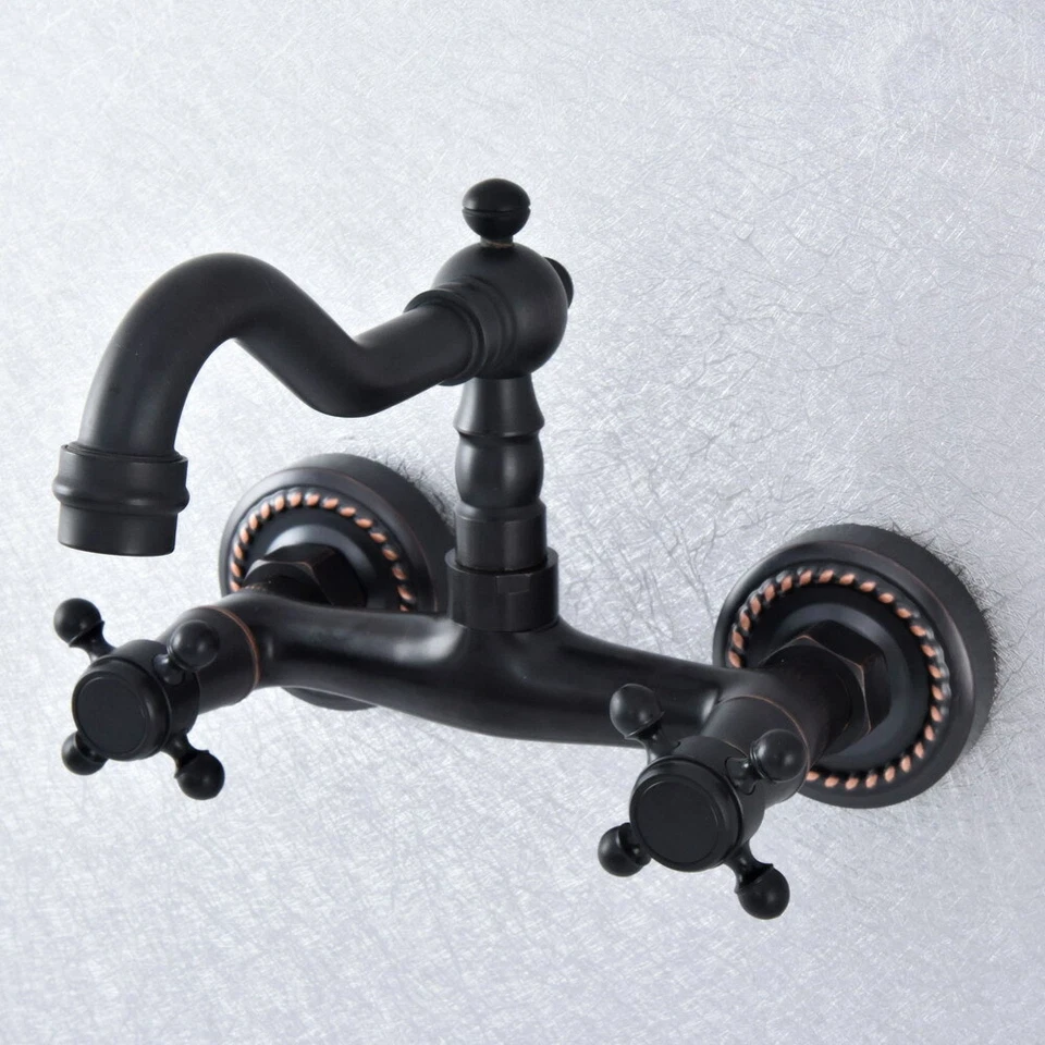 Wall Mounted Kitchen Bathroom Black Oil Rubbed Brass Mixer Tap Faucet ysf737 - Image 1 of 1