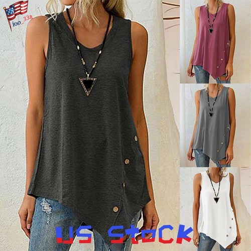 Womens Sleeveless Casual Blouse TShirt Tank Tops Ladies Summer Tops