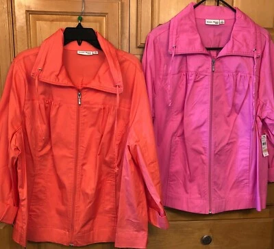 全新 批量 2 件 工作室 拉链 前夹克,粉色和珊瑚色 尺寸 2X MSRP $68 ea — 第 1/4 张图片