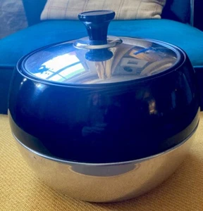 Vintage Prestige Round Ice Bucket black and stainless steel Retro Bar - Picture 1 of 7