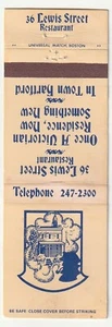 MATCHBOOK COVER - 36 LEWIS STREET RESTAURANT - HARTFORD CONNECTICUT - Bild 1 von 3