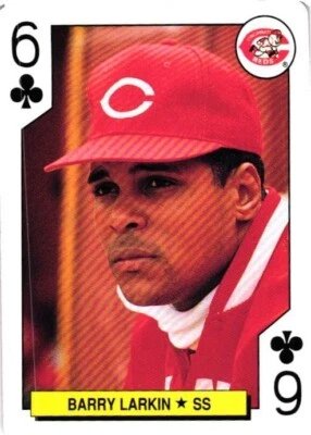 Barry Larkin 1991 All Star Cincinnati Reds 6 of Clubs Playing Card - Image 1 of 4