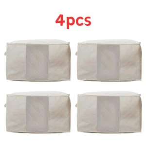 4X Clothes Storage Bags Zipped Organizer Underbed Wardrobe Cube Closet Boxes UK - Picture 1 of 15