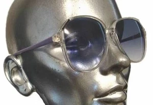 Vintage RETRO Sunglasses 1980S Clear Purple Arms 1980S - Picture 1 of 6