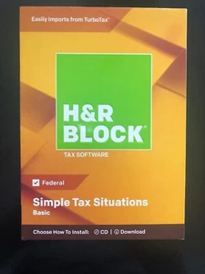 NEW H&R Block Simple Tax Situations Basic Tax Software 2018 Windows Mac Federal - Picture 1 of 3