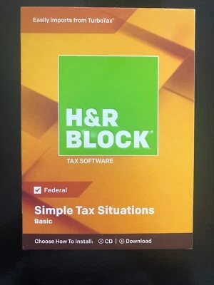 NEW H&R Block Simple Tax Situations Basic Tax Software 2018 Windows Mac Federal - Image 1 of 3