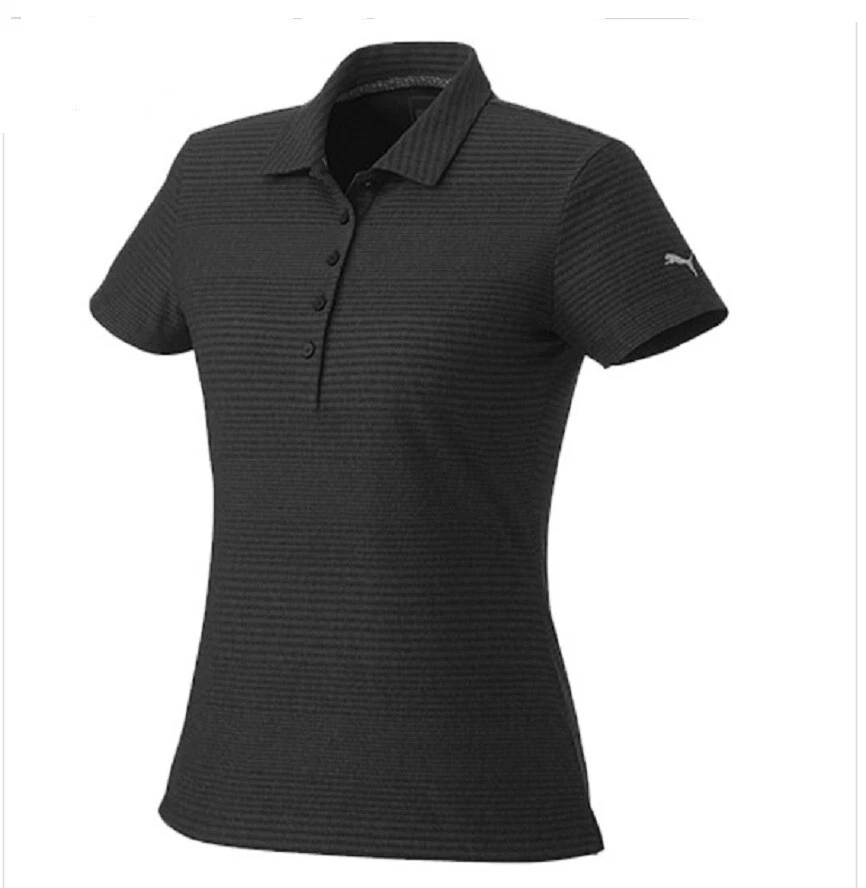 PUMA Womens Premium Aston Golf Polo Shirt Black Barcode Large
