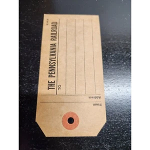 Etiqueta de equipaje de ferrocarril Pennsylvania vintage sin usar papel kraft marrón de 4,5" x 2,25" - Imagen 1 de 4