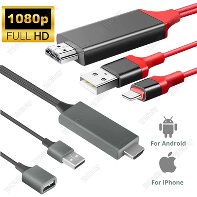 1080P HDMI Mirroring AV Cable TV HDTV Adapter Cord for iPhone iPad Android Phone - Image 1 of 4