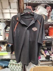 Camisa polo Harley Davidson para hombre 2XL negra naranja manga corta  - Imagen 1 de 5