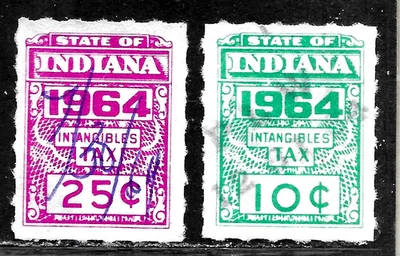HICK GIRL-OLD USED STATE OF INDAINA 1964  INTANGIBLE TAX  STAMPS     X5785 - Image 1 of 2