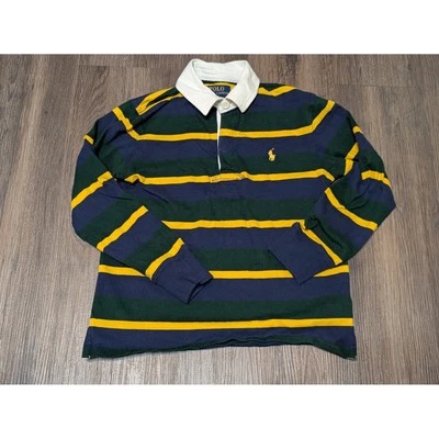 Polo Ralph Lauren Kids Rugby Shirt Striped Long Sleeve Cotton Top Kids Size S - Image 1 of 3
