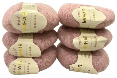 6 -Jiusn Mohair bolas de fio de lã rosa malva 25 gramas cada novo - Imagem 1 de 2