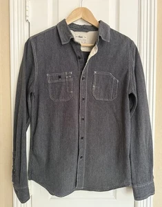 Camicia uomo 44 mm Chambray con bottoni manica lunga tasca grigia piccola - Foto 1 di 7