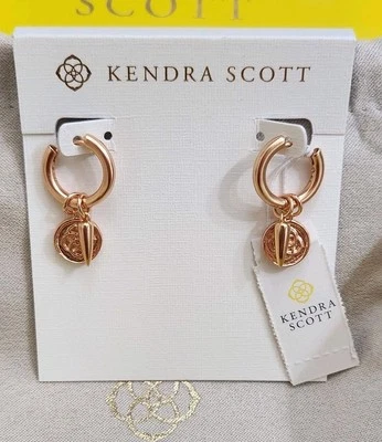 Pendientes de aro Kendra Scott Dira Coin Huggie oro rosa nuevos con etiquetas Foto 1 de 4