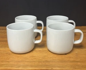 Crate & Barrel Aaron Probyn Set of 4 White Coffee Mugs New w/o Tags Mint Cond. - Picture 1 of 7