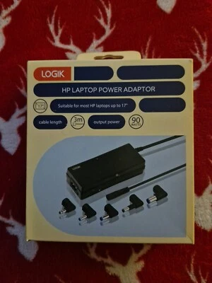 Logik power supply adapter cable for HP laptop 3m 90W black UK 19V LNPHP24 - Image 1 of 4