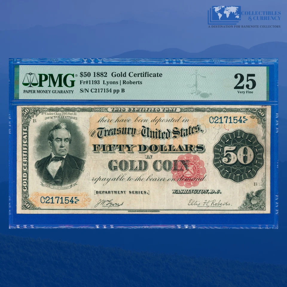 Fr.1193 1882 $50 Fifty Dollars Gold Certificate, *Scarce*, PMG VF 25 Cmt #17154 - Image 1 of 3