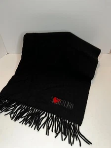 Vintage 1990's Moschino Men's Wool Scarf in black with red heart - Picture 1 of 5