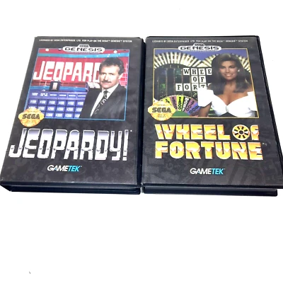 Tested 1992 VTG Jeopardy ,Wheel of Fortune For Sega Genesis Complete - Image 1 of 4
