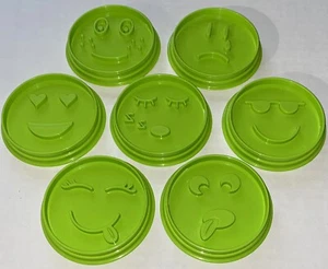 Pampered Chef #1443 Green Emoji Cookie Cutter Set Of 7 Kids Baking Kitchen Help - Picture 1 of 8