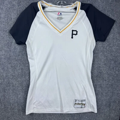 Authentic MLB Pittsburgh Pirates Majestic Jersey Logo Women's Medium White - Image 1 of 4