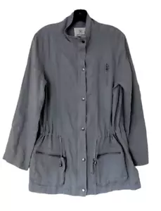 Artisan NY Womens Utility Jacket Medium 100% Linen Gray Adjustable Waist Pockets - Picture 1 of 12