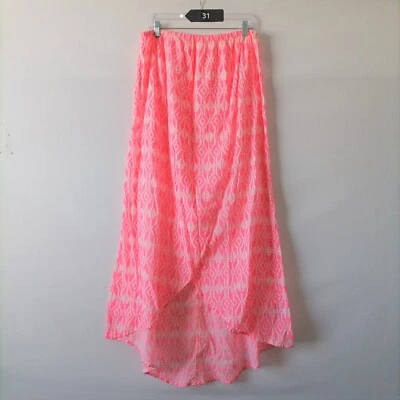 Maxi Falda Larga Estampado Argyle Dobladillo Alto-Bajo Rosa Azul Marino Antigua para Mujer Talla XL Foto 1 de 4