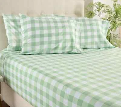 Juego de Sábanas Doble Cepillado Home Reflections Estuches Extra-Sage Gingham-Completo-H446173 Foto 1 de 2