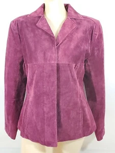Bagatelle Womens Burgundy Suede Leather Button Snap Front Lined Jacket P-M 37" - Picture 1 of 12