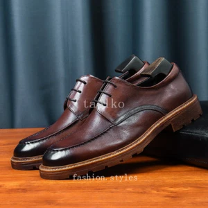 British Style Business Formal Dress Wedding Party Men Real Leather Shoes Lace Up - Picture 1 of 25