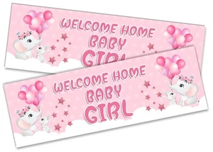 x2 Welcome Home Baby Mädchen Banner Babyparty Heimkehr Party Dekoration 1 - Bild 1 von 5