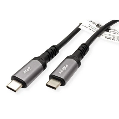 USB4 Gen3x2 Kabel, C–C, ST/ST, 40Gbit/s, 240W, schwarz, 0,5 m - Bild 1 von 2