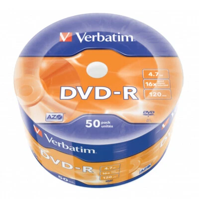 50 DVD-R Verbatim Matt Silver AZO 4,7GB 16X 120 min Spindle Wrap 43788 - Immagine 1 di 4