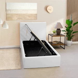 OnNuvo Letto Contenitore Singolo 80x190 cm LONDON - Grigio, Bianco e Beige - Foto 1 di 32