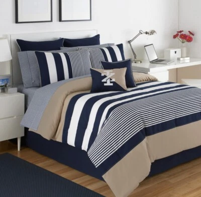 IZOD, Classic Stripe Comforter Set - Pillow Sham + Bedskirt  (Choose Size) - Image 1 of 2