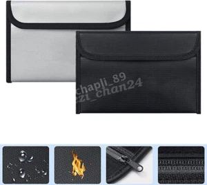 2PCS 2200℉ Fireproof Money Bag Waterproof Safe Cash Document Envelope File Pouch - Picture 1 of 7