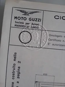 MOTO GUZZI MOTOCARRO DINGO TRE 1965 original document homologation DIAGRAM - Picture 1 of 4