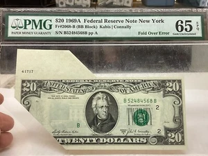 $20 1969A PMG 65 EPQ Fold Over Error-large Error-FR#2068-B - Picture 1 of 6