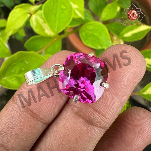 VETEMENTS Ciondolo in argento massiccio 925 con pietra preziosa sfusa rubino rosa naturale certificato 25 CT