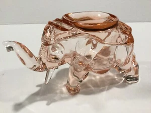 Depression Glass Co-Operative Flint Pink Elephant Powder Jar w/Scoop Back - Picture 1 of 11