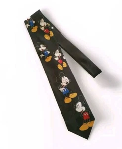 Corbata de seda vintage Disney ilimitada Mickey Mouse estampado por todas partes regalo para hombre - Imagen 1 de 5
