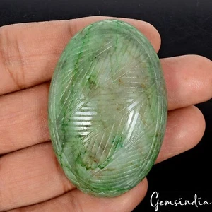 Natural Green Emerald Oval Cut Both Side Carving Pendant Size 222.30 Ct Gemstone - Picture 1 of 5