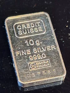 Lingotes de plata Credit Suisse 10 g plata fina 999 - Imagen 1 de 2