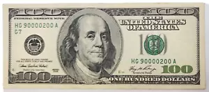 2006 $100 Fancy Numbers One Hundred Dollar Bill HG 90000200 A - Picture 1 of 3