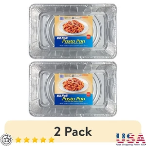 Large Disposable Aluminum Pasta Pan 2 Pack Full Size Easy Cleanup Event Use - Picture 1 of 9