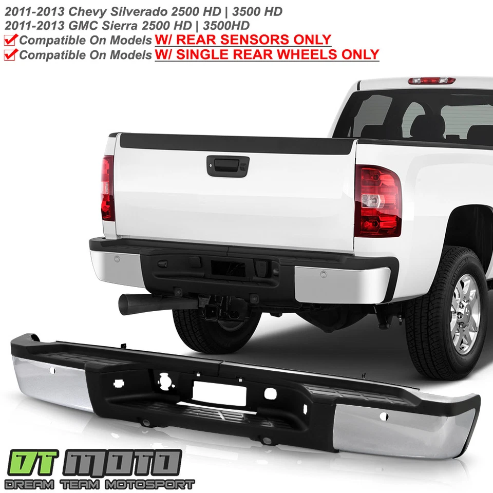 2011-2013 Chevy Silverado /Sierra 2500 3500 HD w/Sensor Holes Chrome Rear Bumper - Image 1 of 1