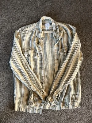 H&M Slim Fit Button Up Shirt Men's small green brown caramel long sleeve. - Image 1 of 4